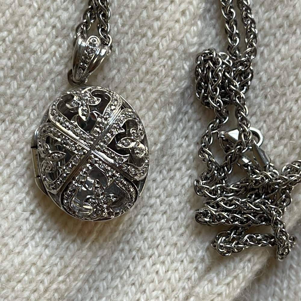 Solid 925 Solid Silver Diamond Accents White Gold… - image 2